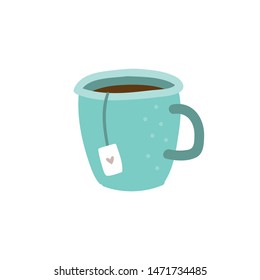 Blue mug in hygge style