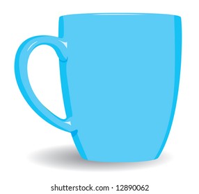 Blue mug on white background. Vector illustration.