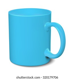 Blue mug realistic 3D mockup on a white background vector illustration