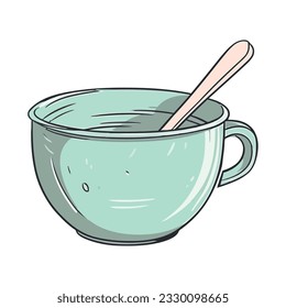 blue mug with spoon over white
