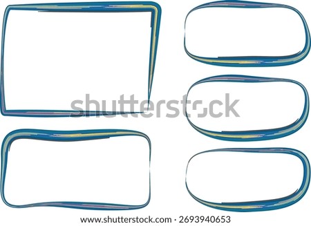 blue multicilor outlines artistic hand drawn different borders