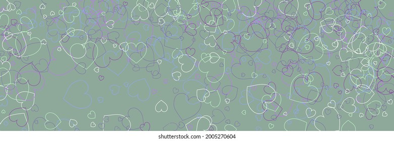 Blue Multicolor Confetti Purple Modern Art Pattern. Violet Pink Hearts Pastel Mint Simple Romantic Pic. Green Colorful Olive Party Love Art Illustration. Bright Vivid Neon Bordo White Print.