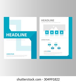 Blue multipurpose presentation brochure flyer template flat design set 