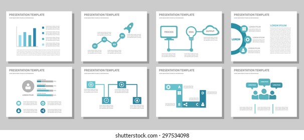 Blue multipurpose presentation template brochure flyer flat design set for marketing and advertising 1