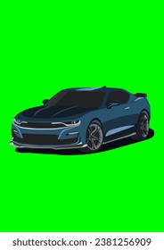 Blue Muscle Car Modification Vector Art