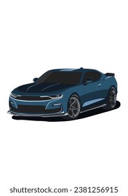 Blue Muscle Car Modification Vector Art