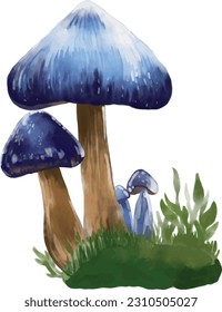 blue mushroom in the forest