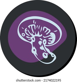 The blue mushroom icon in the dark version. Vector graphic contour image