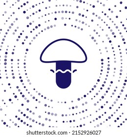 Blue Mushroom icon isolated on white background. Abstract circle random dots. Vector