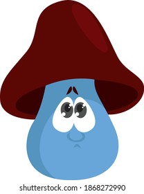 Blue mushroom, illustration, vector on white background.