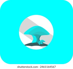 blue mushroom tree logo design
