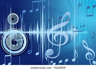 Blue music background with note.