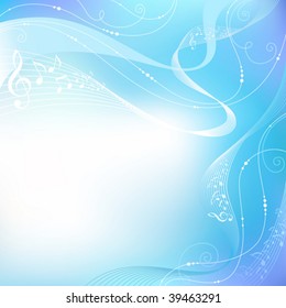 Blue music background, vector illustration