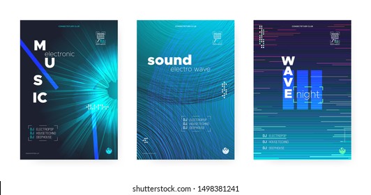 Blue Music Banner. Electronic Sound Background. Vibrant Dj Flyer. Night Disco. Psychedelic Music Poster. Black Electronic Motion Background. Dj Beats. Wave Lines. Music Poster.