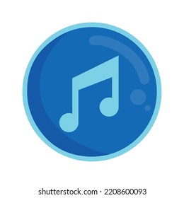 blue music button over white