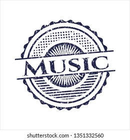 Blue Music distress rubber grunge seal
