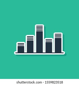 Blue Music equalizer icon isolated on green background. Sound wave. Audio digital equalizer technology, console panel, pulse musical.  Vector Illustration