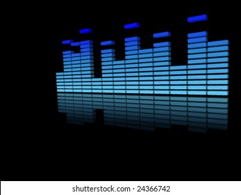 blue music equalizer on black background