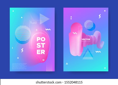 Blue Music Flyers. Nightclub Party Background. Graphic Abstract Pattern. Bright Fluid Cover. Vector Music Banner. Nightclub Party Brochure. Gradient Pattern. Pink Flow Cover. Music Poster.