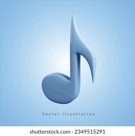 nota musical azul en ilustración vectorial 3d