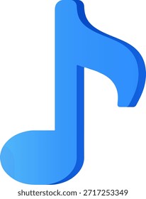 ícone de nota de música azul, vetor mínimo plano, melodia de som de áudio