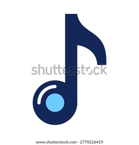 blue music note icon representing audio melody song streaming and musical entertainment in flat modern vector design for music apps media players and entertainment platforms