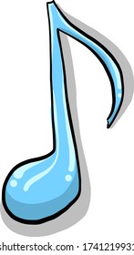 Blue music note , illustration, vector on white background