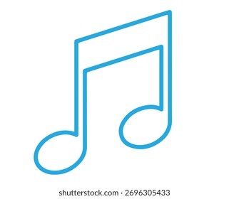 Nota de música azul isolada no fundo branco