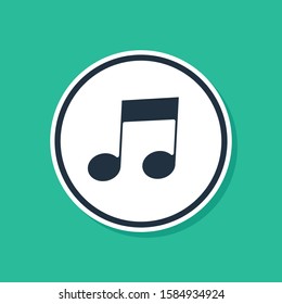 Blue Music note, tone icon isolated on green background.  Vector Illustration
