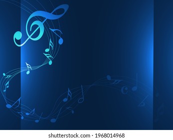 Blue Music notes background, musical notes – stock vector
