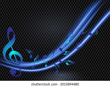 Blue Music notes background, musical notes – stock vector
