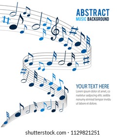 Blue music notes on a solide white background