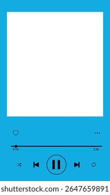 Design de tocador de música azul com seus botões, ideal para design de capa de música.