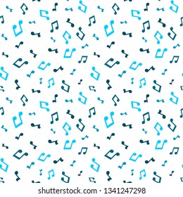 Blue music seamless pattern background vector illustration for your design. Vector seamless pattern musical notes - Vector