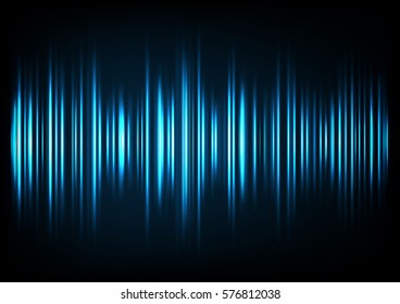 Blue music sound waves. Audio technology, musical pulse.