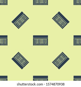 Blue Music synthesizer icon isolated seamless pattern on yellow background. Electronic piano.  Vector Illustration