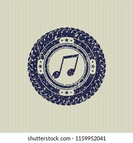 Blue musical note icon inside rubber seal