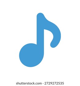 Símbolo azul de la nota musical aislado en un fondo blanco limpio