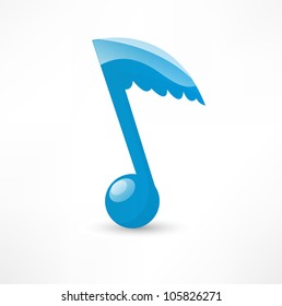 Blue musical note to the wing