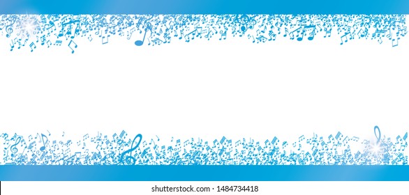 blue musical notes frame isolated on white background