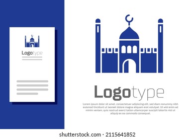 Blaue Moschee-Symbol einzeln auf weißem Hintergrund. Logo-Design-Element. Vektorgrafik