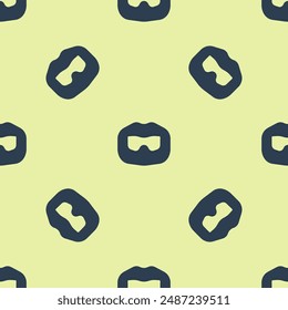 Blue Mustache and beard icon isolated seamless pattern on yellow background. Barbershop symbol. Facial hair style.  Vector