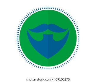 blue mustache green circle beard facial hair barbershop image icon logo