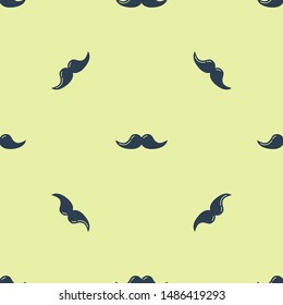 Blue Mustache icon isolated seamless pattern on yellow background. Barbershop symbol. Facial hair style. Vector Illustration Blue Mustache icon isolated seamless pattern on yellow background. Barbershop symbol. Facial hair style. Vector Illustration
