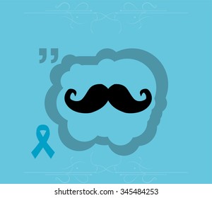 Blue mustache and blue prostate cancer awareness on abstract background. Vector illustration