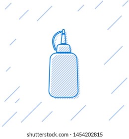Blue Mustard bottle line icon isolated on white background. Vector Illustration