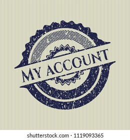 Blue My account distressed rubber grunge texture seal