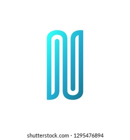 Blue N Letter Line Creative Logo Mark Template