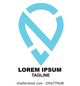 Plantilla de diseño de marca de logotipo creativo de línea azul N