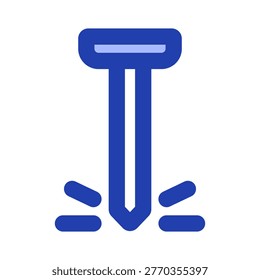 Blue nail icon representing one of the most fundamental fastening components in construction and carpentry work